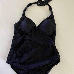 Maternity swimsuit, one piece, halter top maternity swimsuit